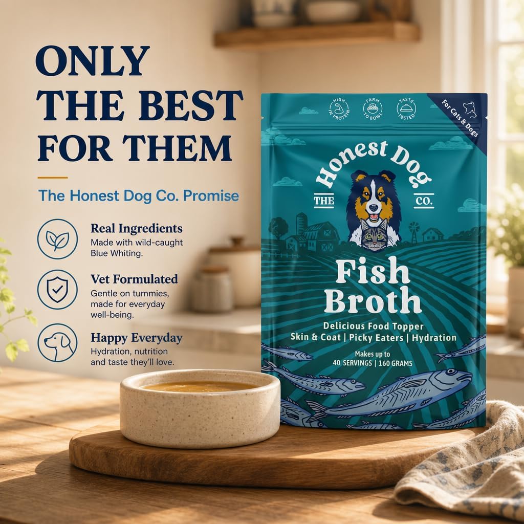The Honest Dog Co promise — real ingredients, vet formulated, made with wild-caught Blue Whiting