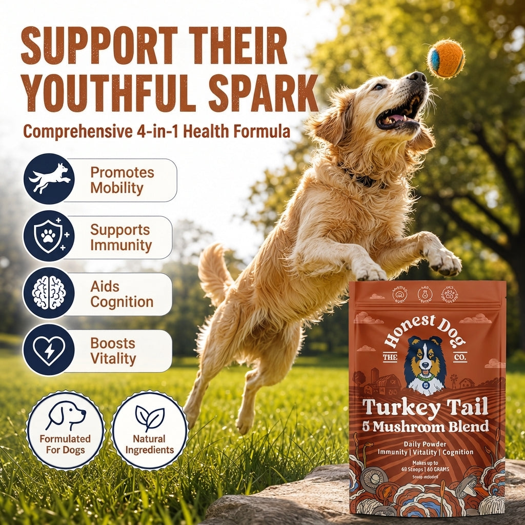 Turkey Tail Mushroom Blend for Dogs, Immune and Gut Support