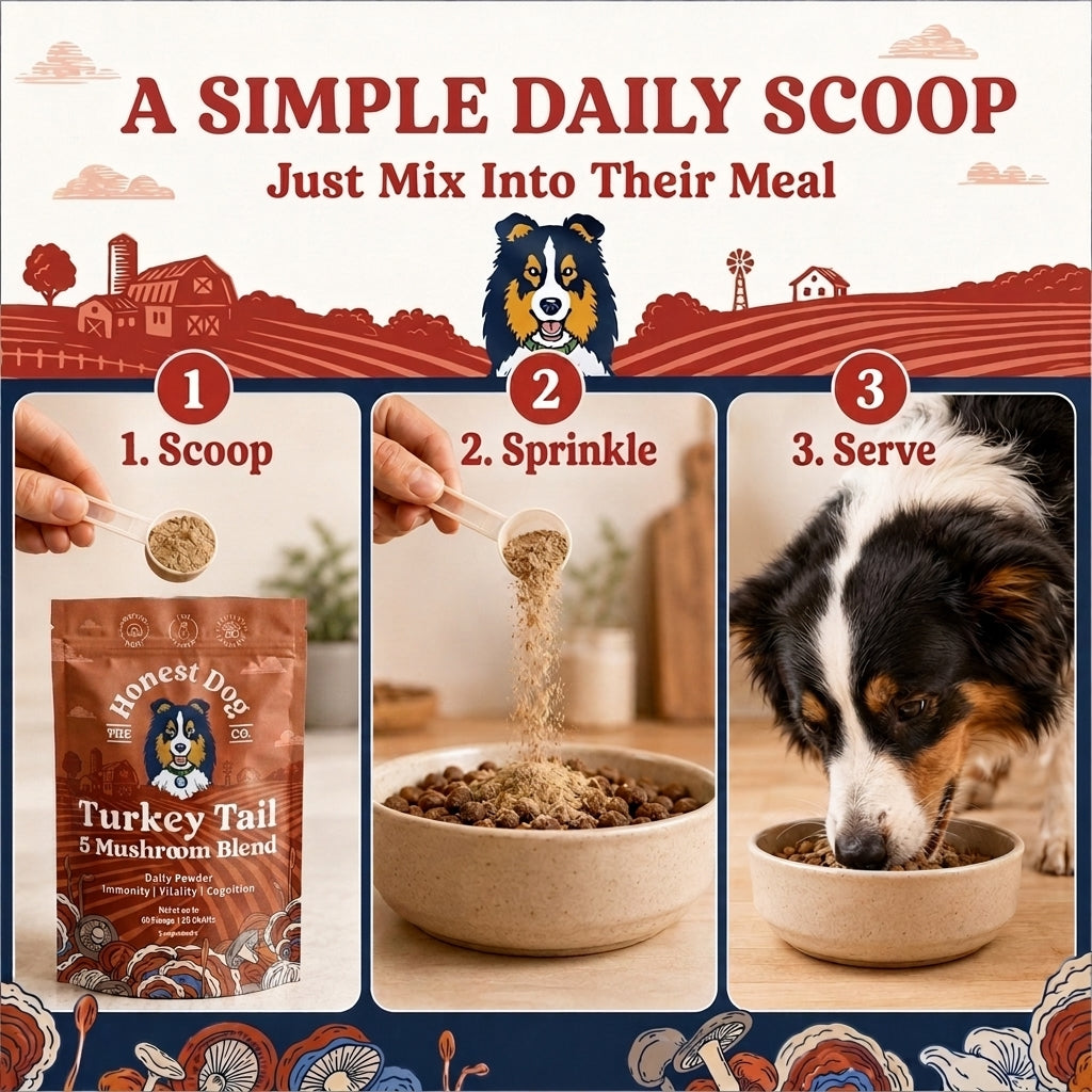 Turkey Tail Mushroom Blend for Dogs, Immune and Gut Support