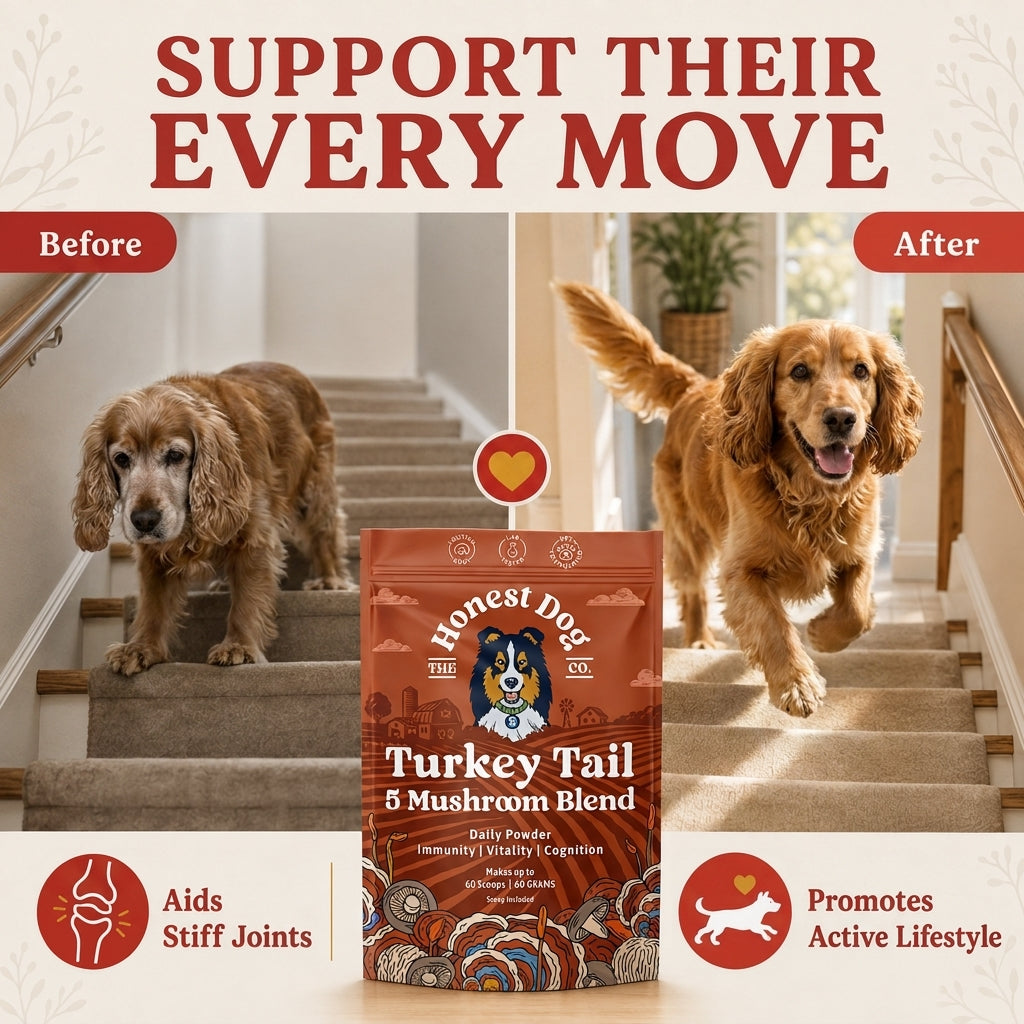 Turkey Tail Mushroom Blend for Dogs, Immune and Gut Support